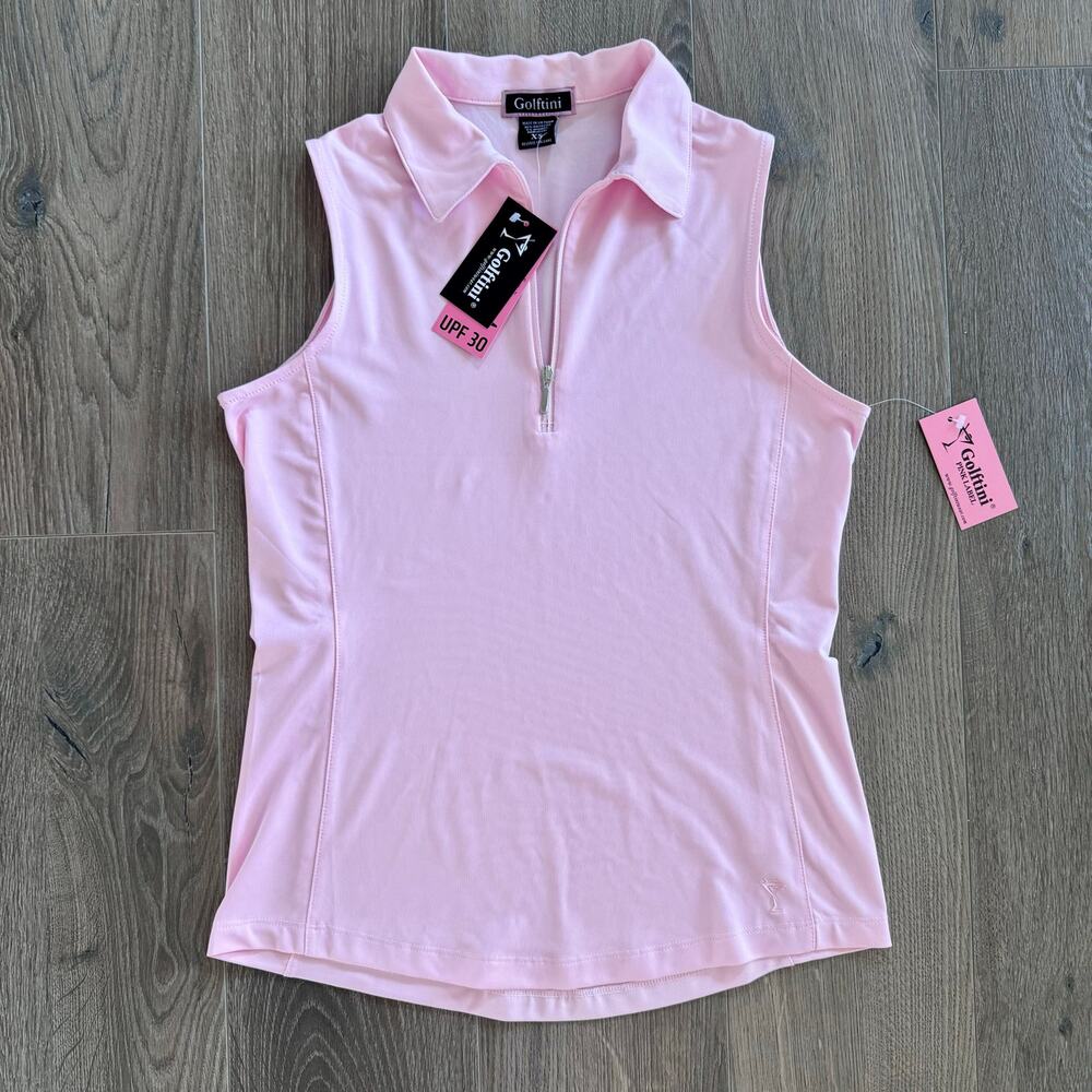Golftini Sleeveless Golf Polo Shirt Tech Breathable UPF 1/4 Zip Women XS Pink